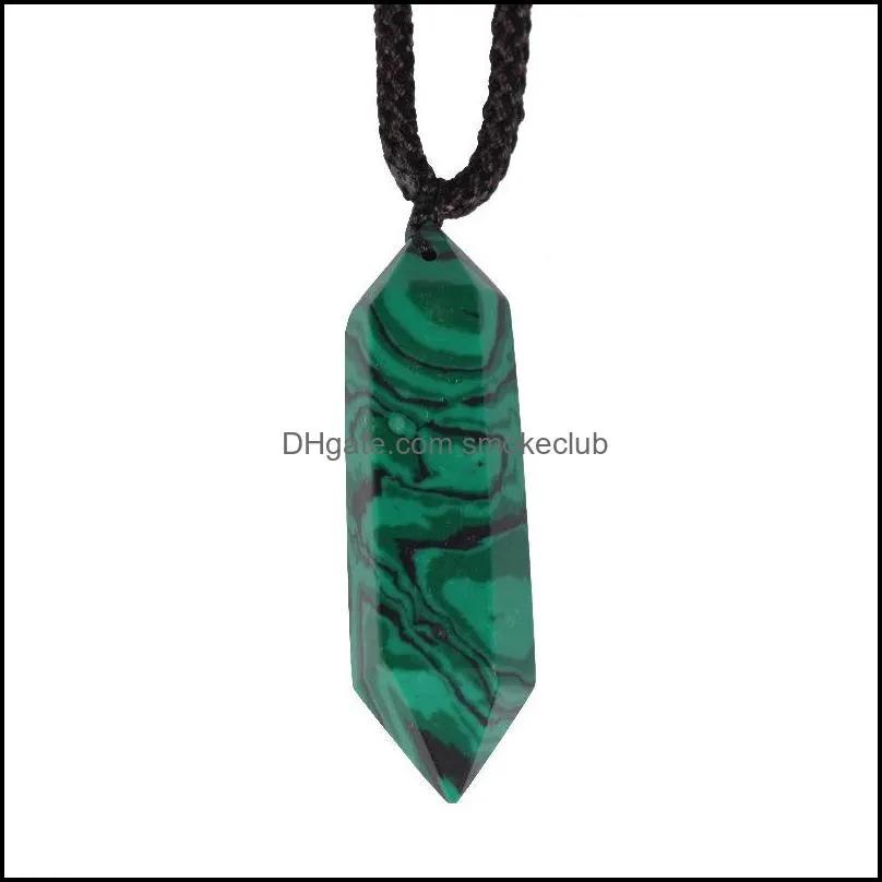 Arts And Crafts Arts Gifts Home Garden Malachite Crystal Column Hexagonal Double-Pointed Rough Polished Mineral Healing Wands Chakra Reik