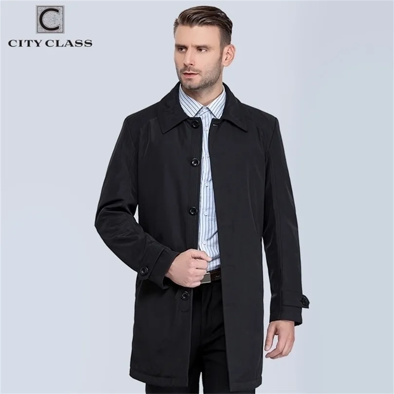 City Class Autumn Classic Men Trench Fashion Coats Casual Fit Turn-Down Collar Jackets Coats Cool för Male 1061-1 201128