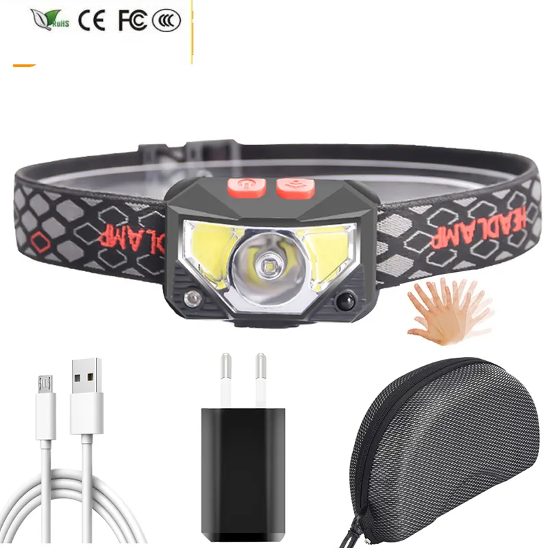 Nowy XP-G Q5 Zoom Zoom LED Wbudowane bateria Bateria Bulwa Bieżbowa Wodoodporna Biała i Czerwona