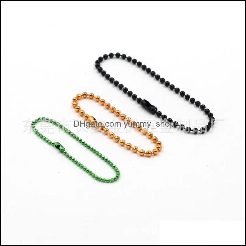 5pcs 1.5mm 2.0 2.4mm Length 70cm (27.5 inch) 10 Colors Plated Ball Beads Chain Necklace Bead Connector For Charms Base and Tray 1210