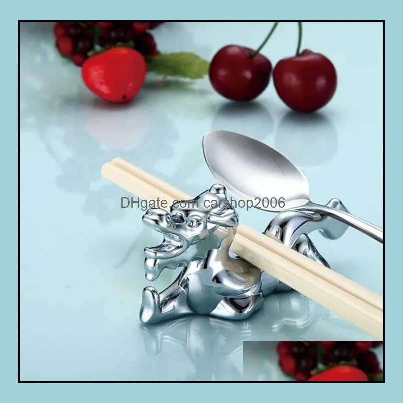 fashion dragon shape metal portable dining chopstick holder rest decorations &crafts for table knife and forks holder sn4422