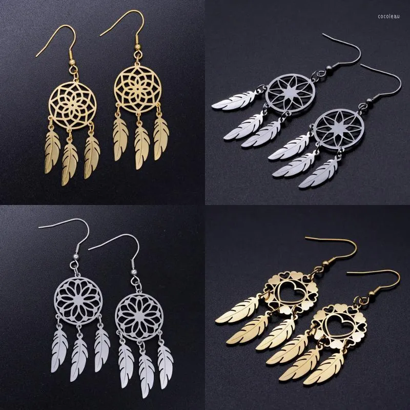 Dangle Chandelier Lavixmia Otantik Paslanmaz Çelik Bohemia Takı Rüya Catcher Küpe Toptan Kadın Tüy Lotus Küpe Dropdan