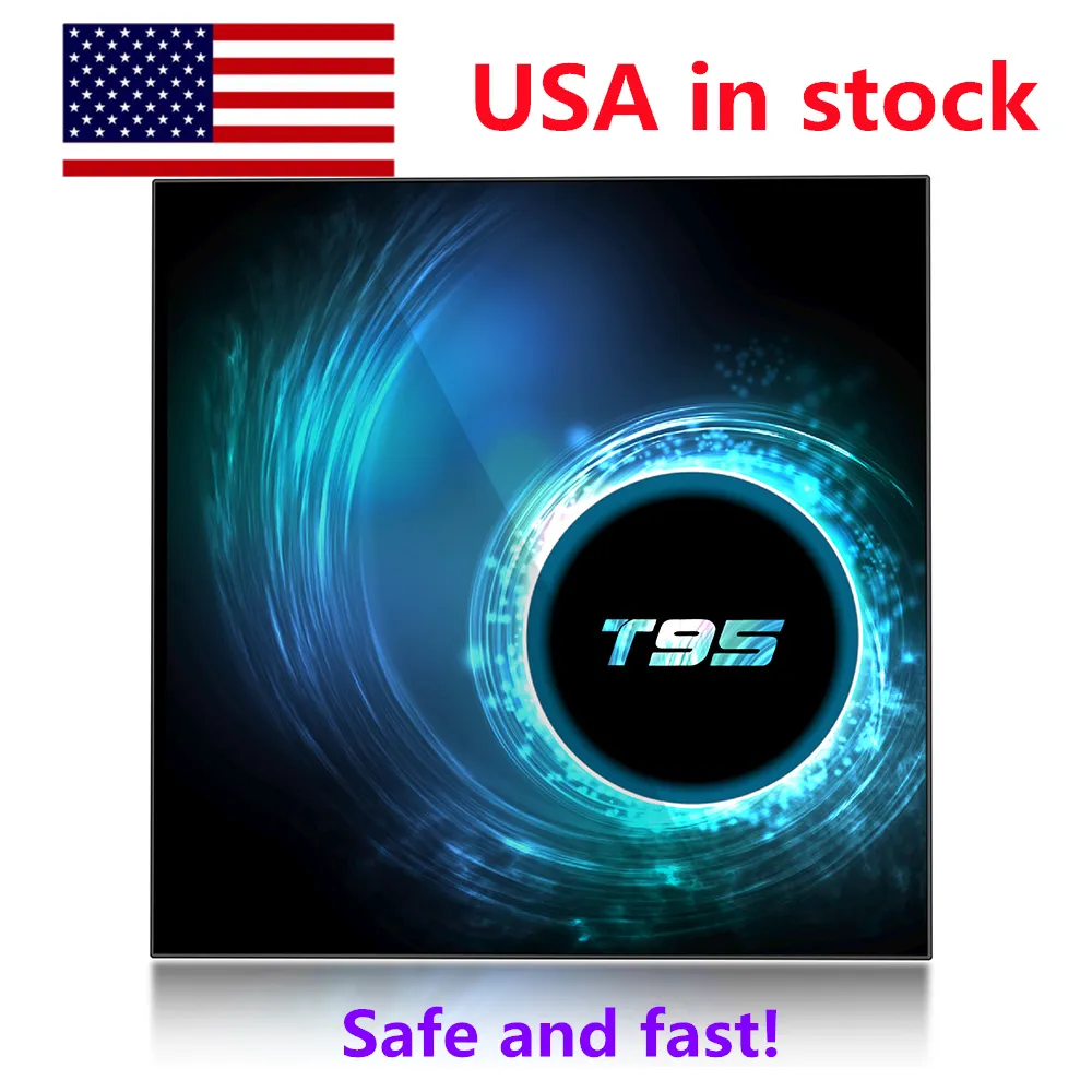 Skicka från USA T95 TV Box Android 10.0 Allwinner H616 Quad Core 4GB 32GB 64GB H.265 6K Media Player Dual WiFi Set Top Box