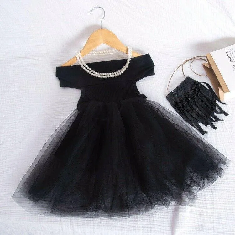 Geboren babymeisjes off-the-shoulder tutu jurk mouwloze baby peuter prinses feest tule sundress