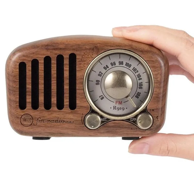 R919 Luidspreker Classical Retro Radio Receiver Portable Mini Outdoor Speakers Wood FM SD Mp3 Stereo Bluetooth Radio Luidspreker Aux USB -oplaadbaar