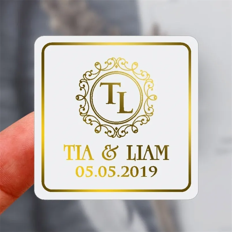 Custom Foiled Labels Personalized Text Business Clear Transparent Gold Foil Silver Customize Wedding Stickers 220613