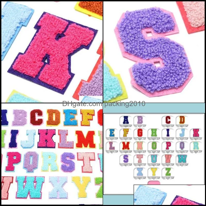 And Sewing Textiles Home & Gardentowel Embroidery Cartoon Colorf Letters Chenille Patch Fabric Custom Sew On Rainbow Colors Letter Sticker