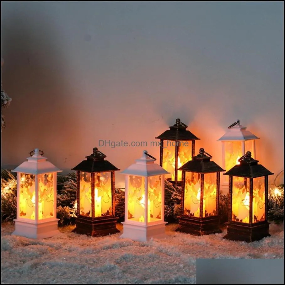 Favor de la fiesta Suministros para eventos Hogar festivo Suministro transfronterizo de llama de Navidad Vela Lámpara de viento Decoración de Papá Noel Led Luminoso