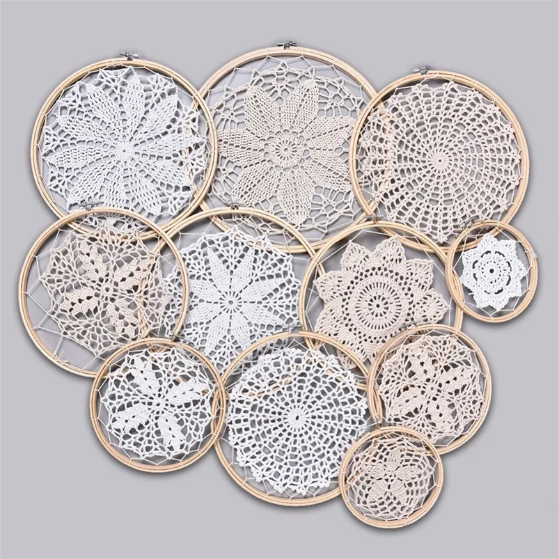 1 Zestaw DIY Duża serwetka Koronki Dream Catcher Set Wedding Background Decoration DreamCatcher Attape Reve 220407