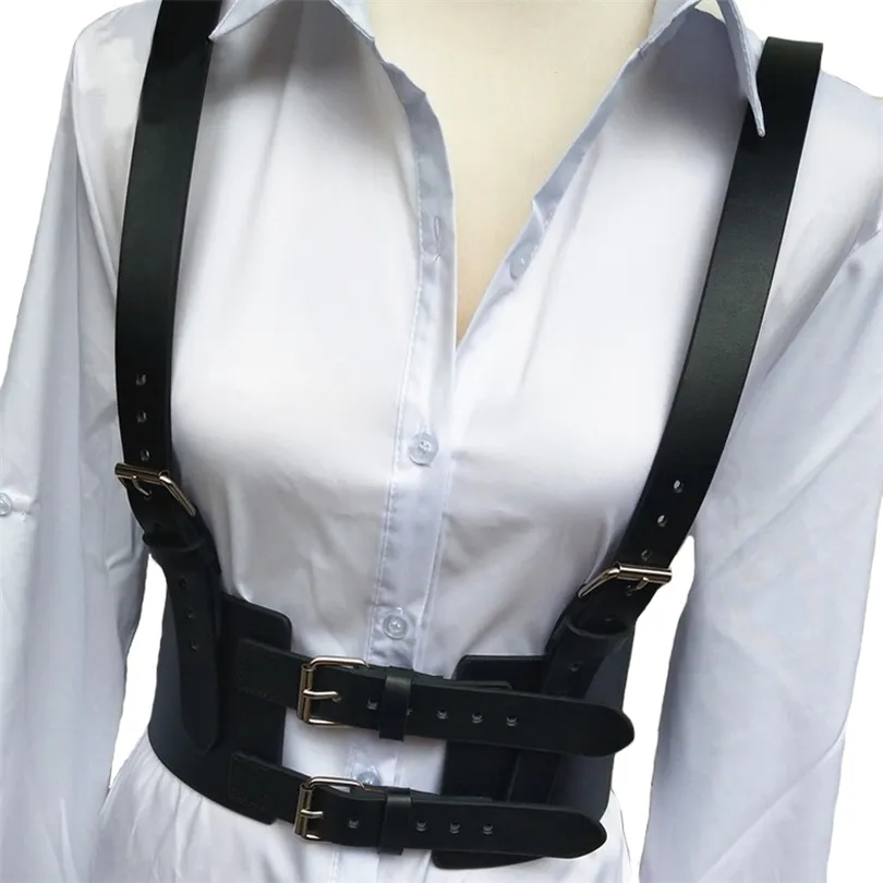 Leather Bondage Harness Goth Corset Belt: Womens Elastic  display picture 3