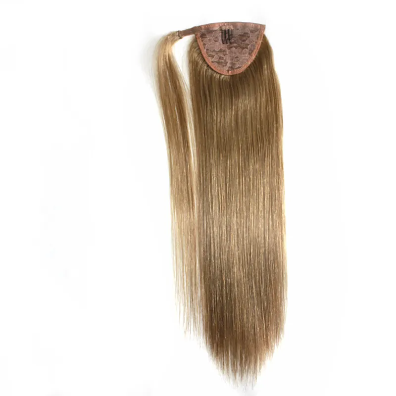 Top Quality 100% Natural Brazilian Remy hair Wrap Ponytail Horsetail Clips in/on Human Hair Extension Straight wave 100g