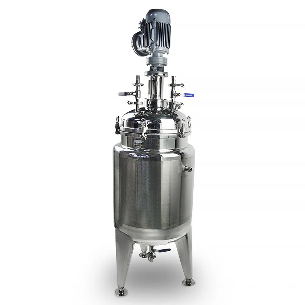 ZZKD Lab Supplies Customize 10L 50L Stainless Steel Chemical Reactor Double Layer Mixing Distillation Tank with Stirring Fuction Mixing Motor Reducer