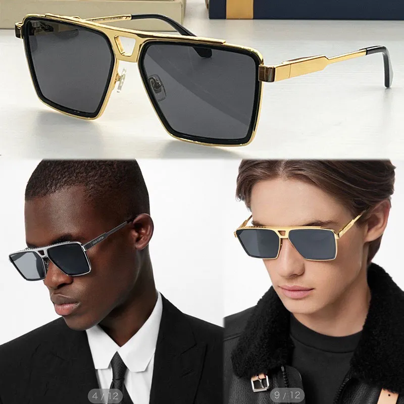 Mens solglasögon Z1585U Square Casual Business Style Classic Retro Metal Frame Black Lenses Män Solglasögon Kör utomhus Anti UV400 med låda