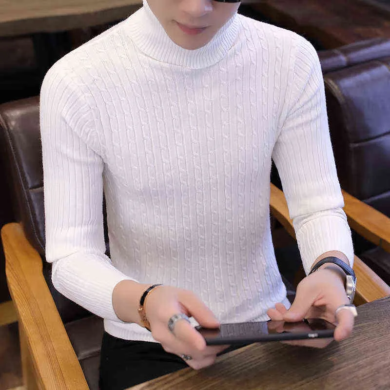 Men's Sweater Korean Version Slim Depth Pure Color Trend Clothing L220730