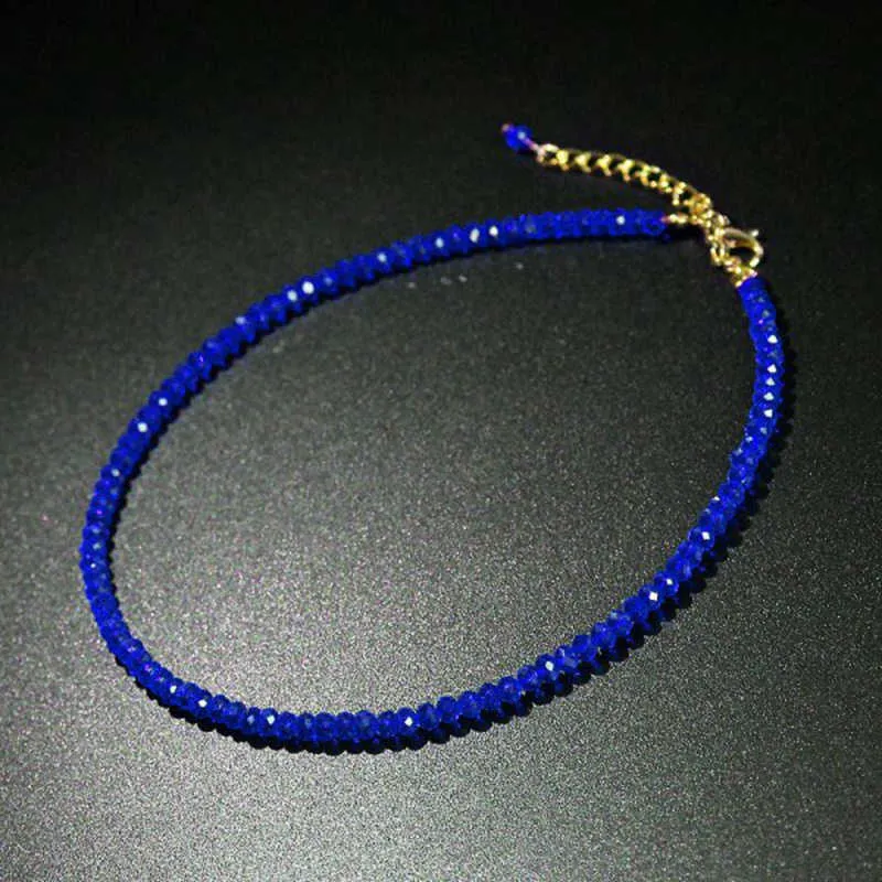 Boho Handmade Black Blue Crystal Summer Beads Clavicle Chain Women Necklace Female Party Style Jewelry Gifts Accessories Choker