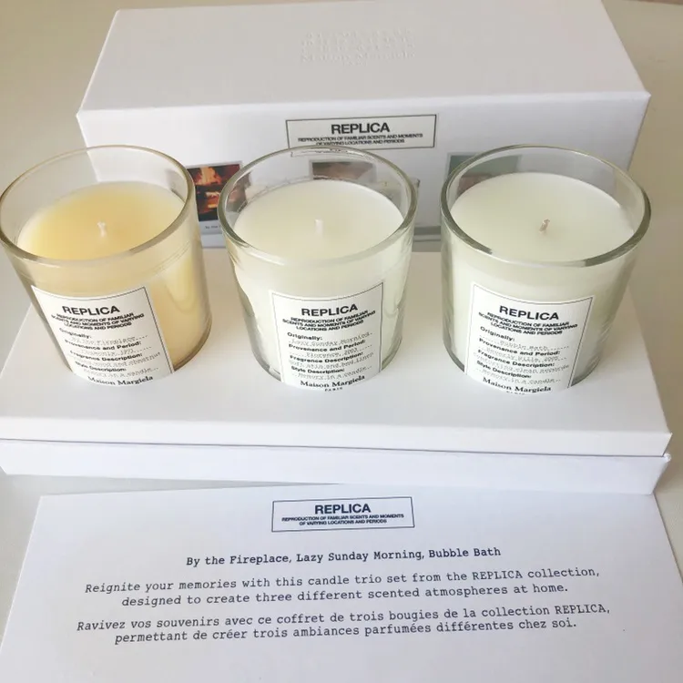 Paris Brand Candle 70G*3Pcs Set Lazy Sunday Morning Bubble Bath By The Fireplace Bougie Parfum Scented Candles Wax Gift Box Top Quality 98