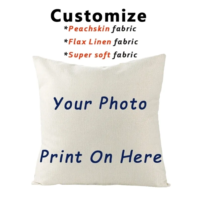 RULDGEE Kpop Picture Custom Cushion Cover Flax Linen Peachskin Pillow Case Pet Po Design slip Gift 220607