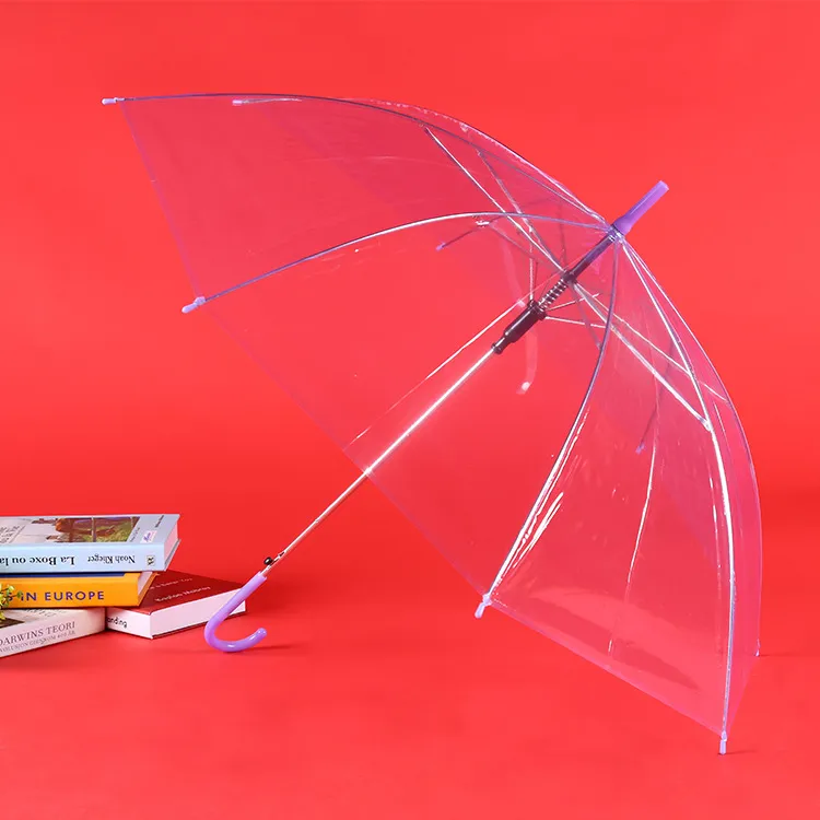 Transparent Long-Handle Umbrella Automatic Black Rainbow Custom Logo Waterproof 8 Bone Umbrellas