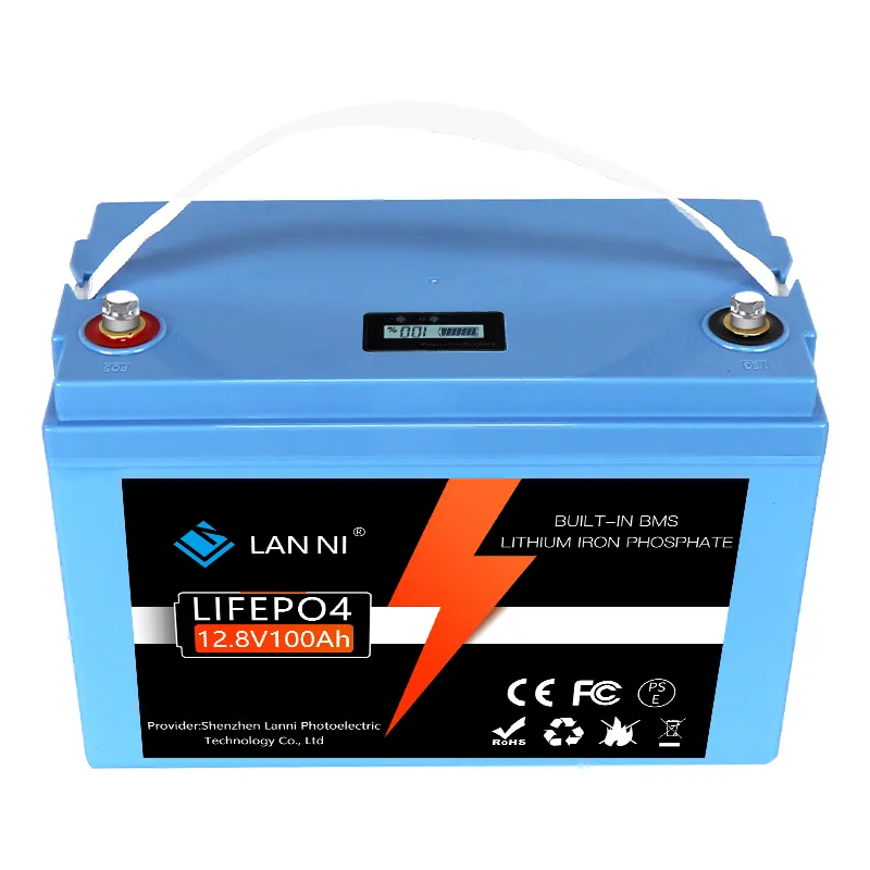 LiFePO4 battery 12V100AH has built-in BMS display screen, which is used for golf cart, forklift, inverter, Campervan and solar energy