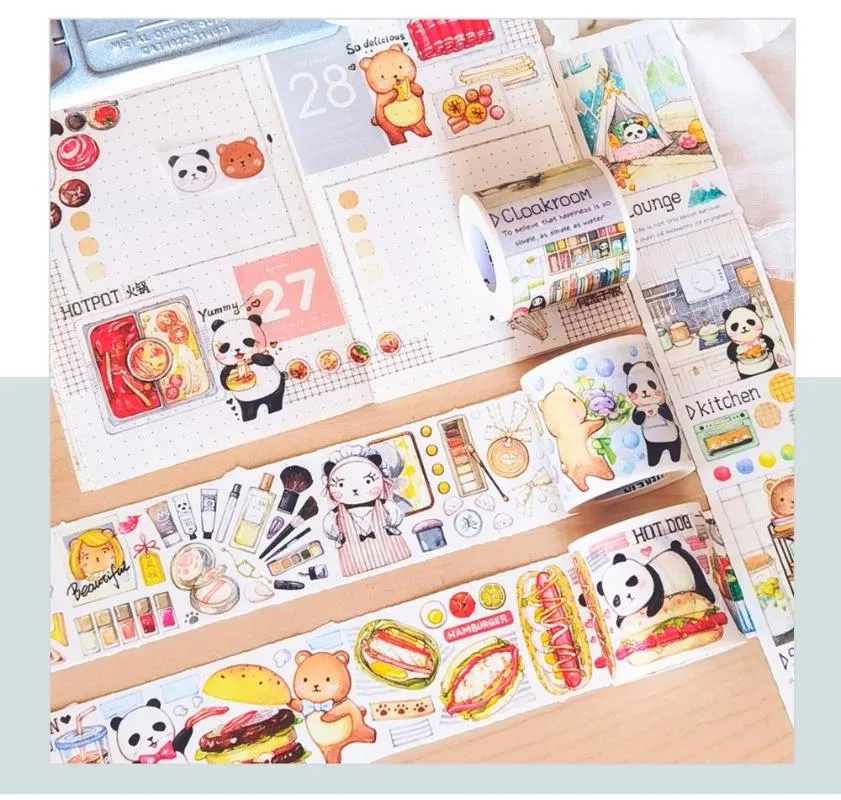 Papier Cadeau Mignon Panda Vie Quotidienne Washi Masking DIY Scrapbooking Plan StickerGift