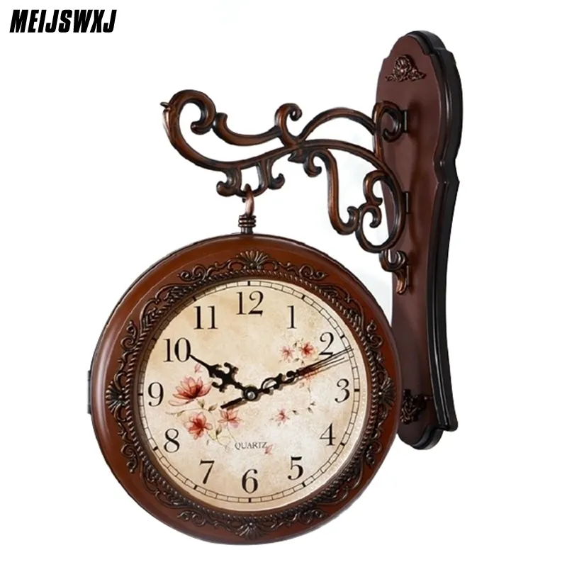 Relógio de parede de dupla face Saat vintage relógio digital de parede relógios recarregam o horloge murais duvar saati klok y200109