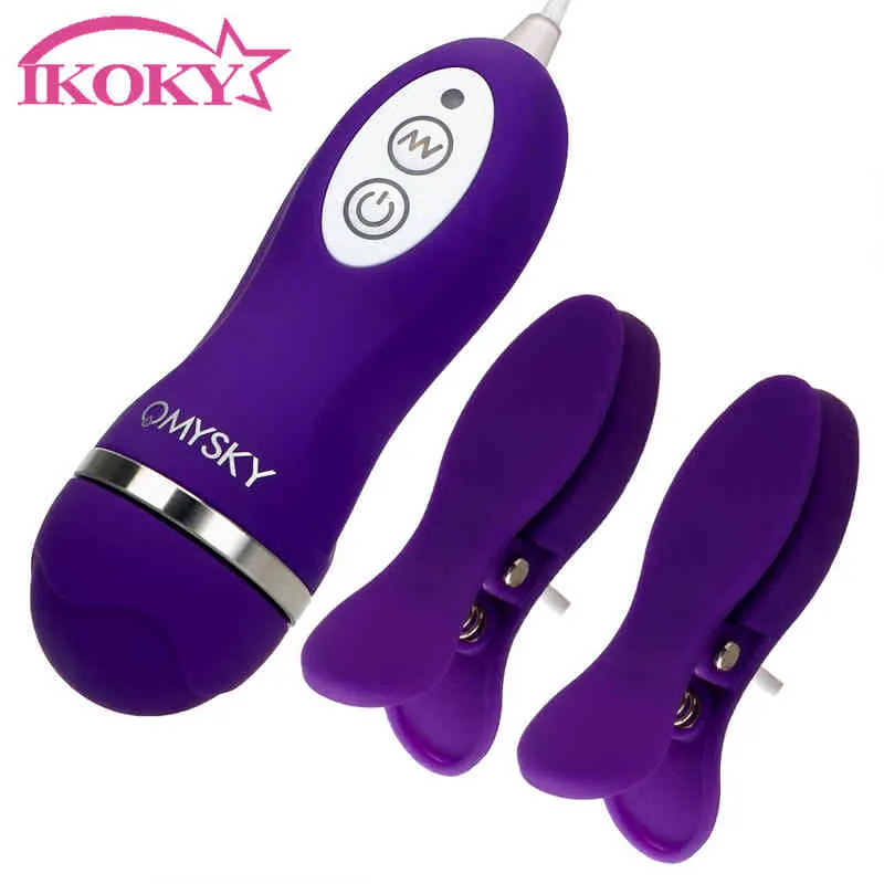 Vibrador Massagerikoky Cuestres de pezón eléctrico 10 Nipples de frecuencia Clip de cosquillas Masaje de seno Estimulador Femenino Toyes sexuales para mujeres
