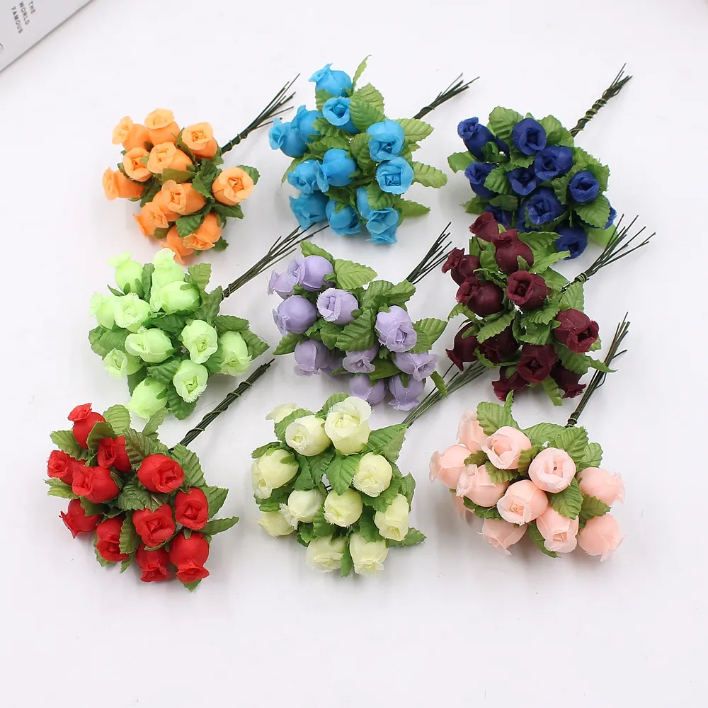 2cm Handmade Mini Silk Rose Bouquet Artificial Flower Wedding ...