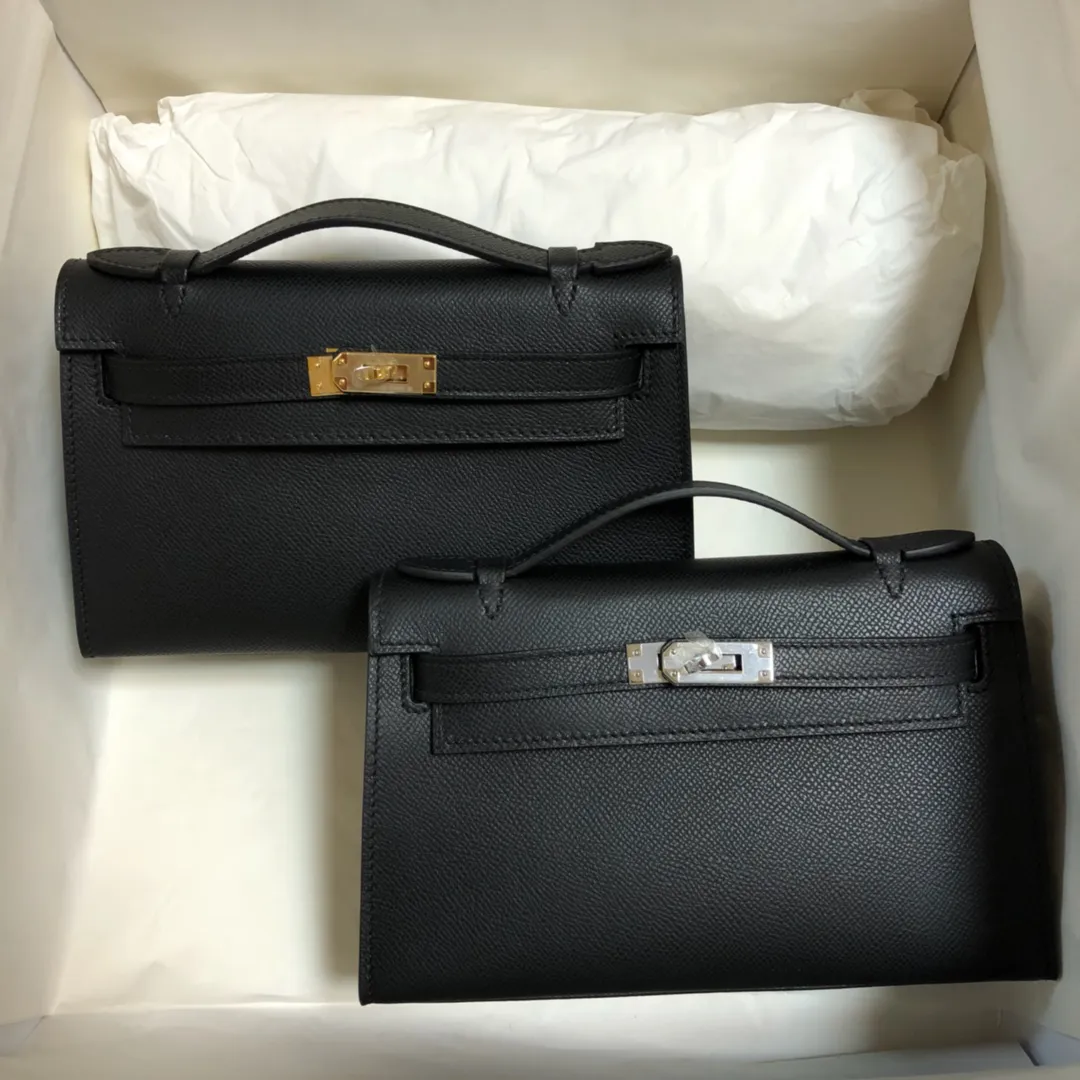 22 cm märke koppling handväska lyxväska design handväska epsom läder handgjorda sömmar svart marinblå osv. Många färger för att välja snabb leverans
