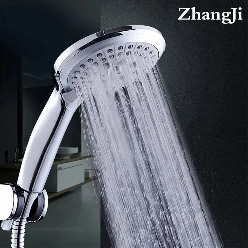 Zhang ji 5 modos bico de silicone chuveiro de chuva de cabeça de mão hold spray jato de jato de alta pressão Ponteiro cromado 220510