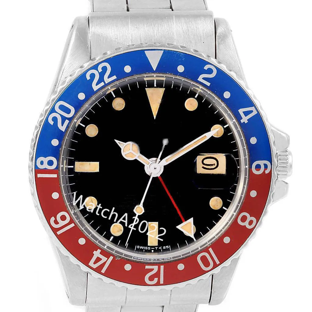 BP Factory 1980 Najnowszy luksusowy zegarek Asia 2813 MOVEMEN 40 mm Vintage GMT 1675 Pepsi Wristwatch Mechaniczne automatyczne zegarki męskie