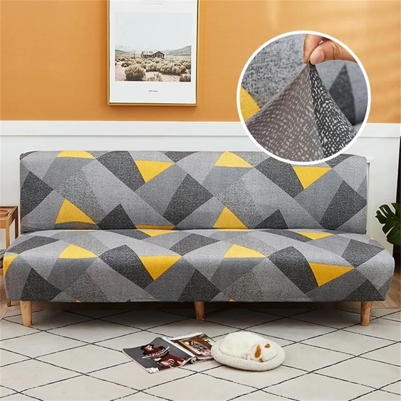 SOFA BED COVER UNIVERSAL ARMELess Folding Modern Seat Slipcovers Stretch Cover Couch Protector Elastic Futon Spandex 220617