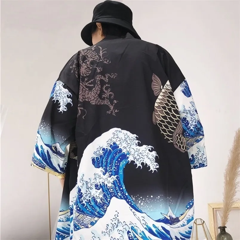 Кимоно кардиган мужчина японский OBI Мужчина Юката S Haori Samurai одежда традиционная ZZ0003 LJ200826