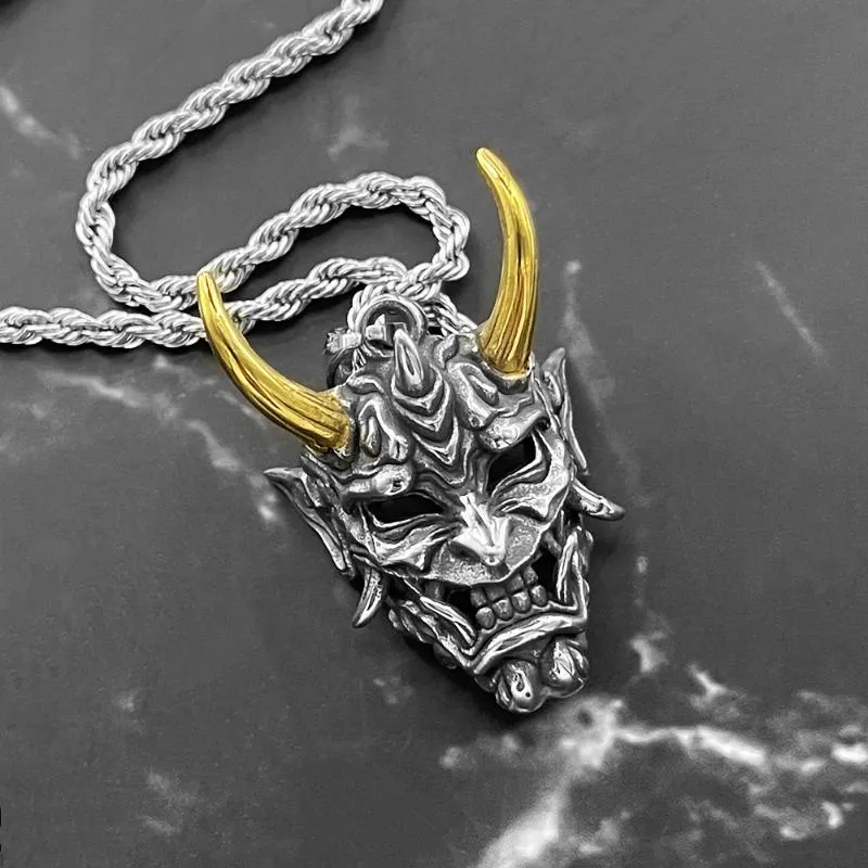 Kolye Kolyeler Vintage Punk Altın Gümüş Renk Hayalet Gotik Kötü Şeytan Kafatası Maskesi Kolye Serin Erkekler Hiphop Rock Partisi Jewelrypendent