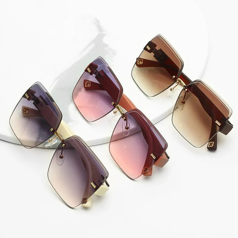 Zonbrillne rahmenlose Trimmbälle Ins Großer Rahmen Street Shot High-End-UV-Schutz HD weibliche Mode Sonnenbrille Großhandel