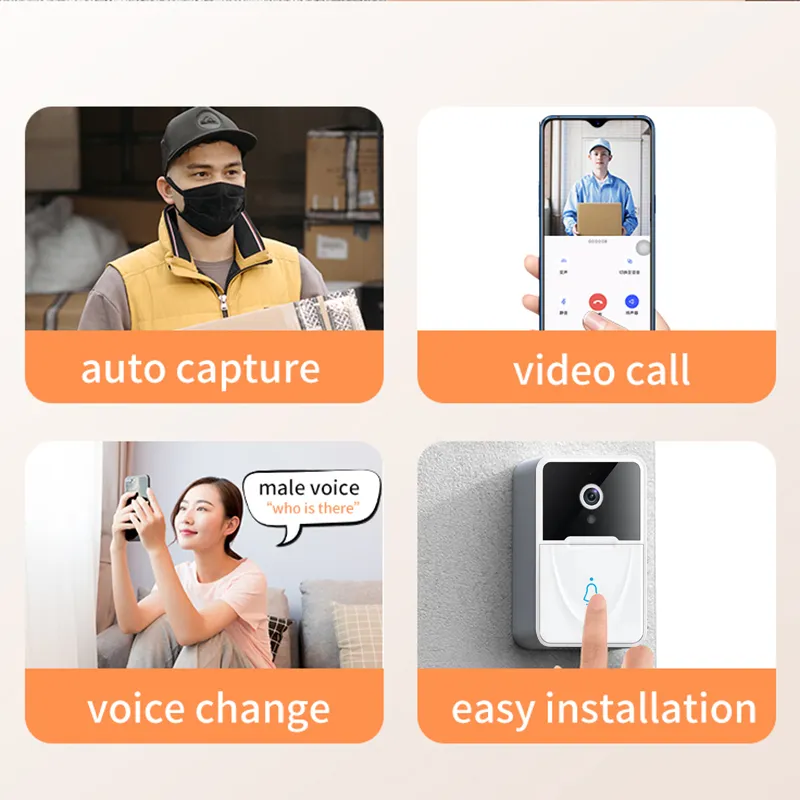 Sonnette vidéo sans fil avec caméra de sécurité visuelle