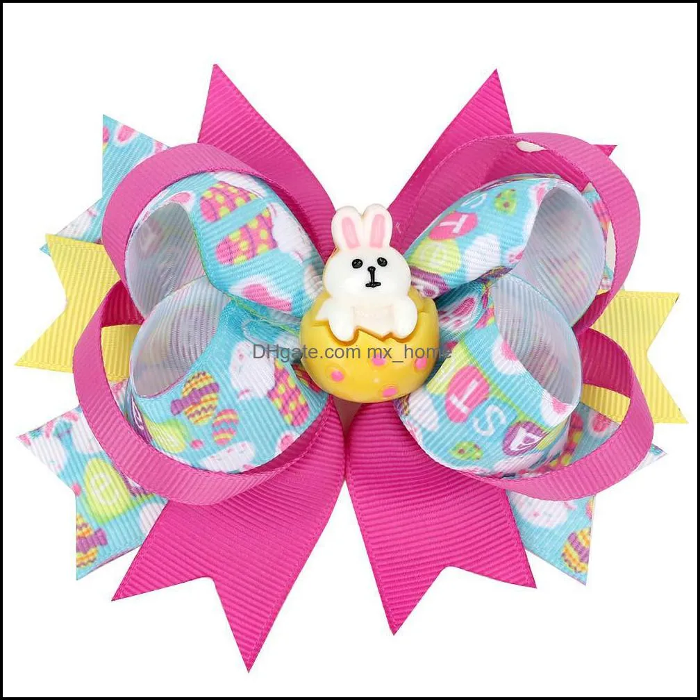 hair accessories baby girls bow easter egg print hairpin headwear fashion kids hairbow boutique children barrettes 5 colors z5369