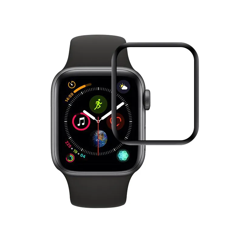 ثلاثي الأبعاد منحني غلاف كامل غلاف زجاجي شاشة زجاجي من Apple Watch Iwatch 38mm 42mm 40mm 44mm 41mm 42mm Series 4 Black Film with Retail Package