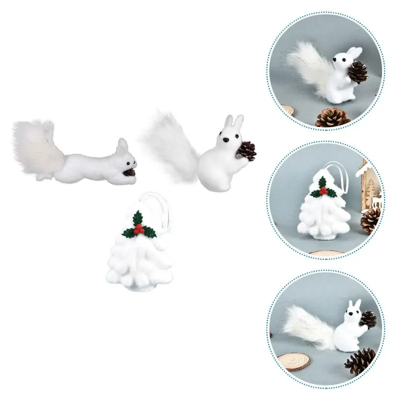 Decorações de Natal 3pcs Creative Craft Gifts Decoração de casa Adorável esquilo branco OrnamentChristmas