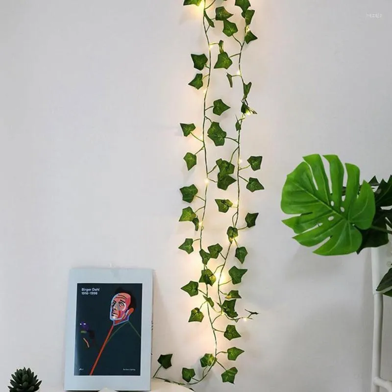 Dekorative Blumen Kränze Künstliche Pflanze Led String Licht Rebe Hängen Diy Hochzeit Hause Grün Garten Blatt Dekor Lichter La