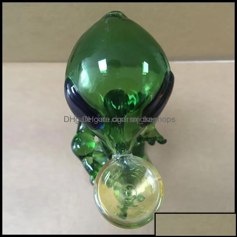 Smoking Pipes Accessories Household Sundries Home & Garden Alien Glass Pipe Water 18Cm Height Green G Spot Bong Drop Delivery 2021