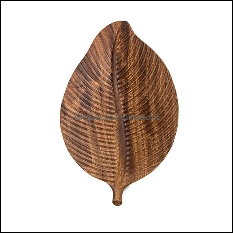 Kitchen Storage & Organization Walnut Leaf Wood Pan Plate Fruit Dishes Saucer Tea Tray Dessert Dinner Bread Pattern Trays