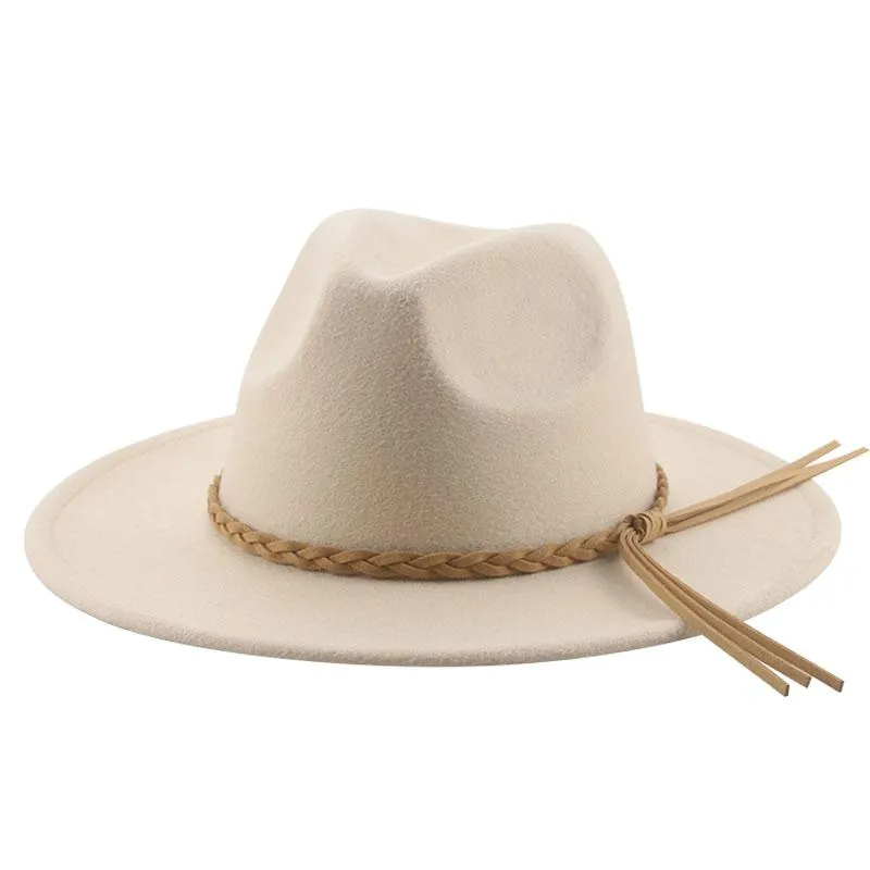 Boinas chapéus para mulheres chapé chapéu fedoras homens feltados corda sólida banda de cadeia de cadeia casual sombreros de mujerberets