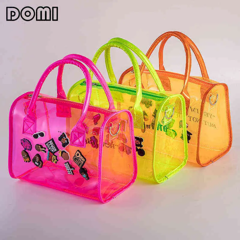 Lindo PVC Croc Tote Bag Carta personalizada Clear Pasar la noche s Pink Transparent Charm Mini Duffel Hoe Overnight Ita 220602