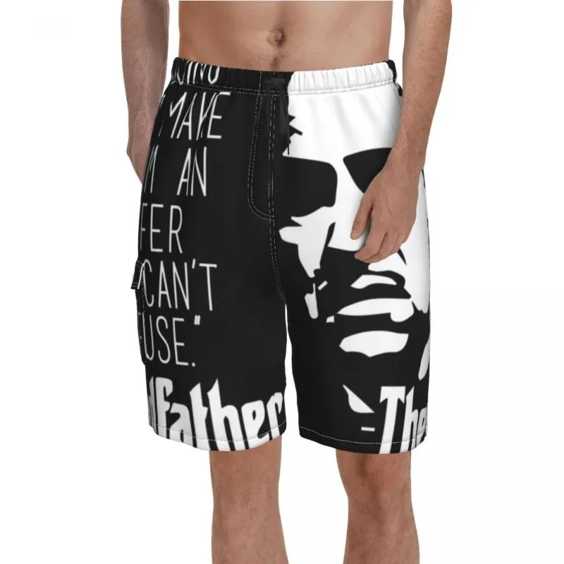 Men's Shorts Godfather Board The Beach Male Funny Custom Swim Trunks Plus Size 2XL