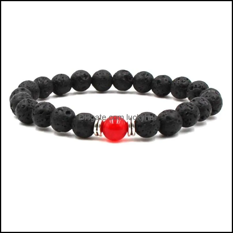 black volcanic lava stone bracelets 8mm yoga beads natural stones stretch beaded  oil diffuser bracelet bangle g116s