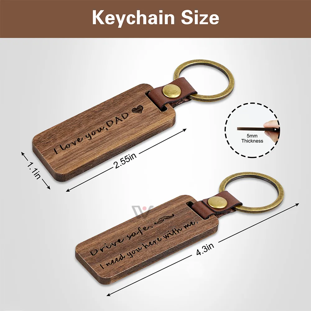 Personnalisation Logo porte-clés en bois porte-clés en bois de luxe en cuir pour cadeaux de noël du nouvel an pédant