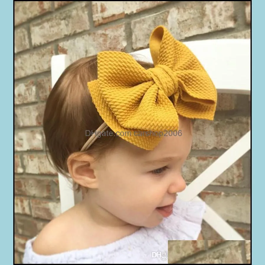 Double Layer Bow Hairband Baby Girls Toddler Kids Elastic Headband Knotted Nylon Turban Head Wraps Bow-knot Hair Accessories