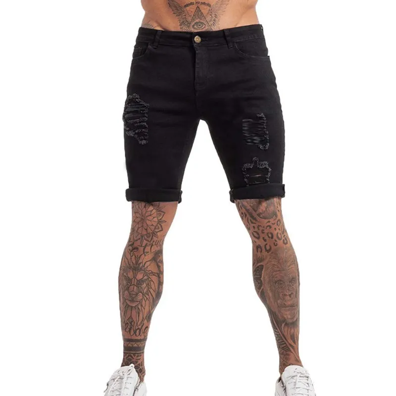 Mens Shorts Summer Fitness Shorts Elastic Waist Ripped Jeans for Men Casual Streetwear Dropshipping EU Size