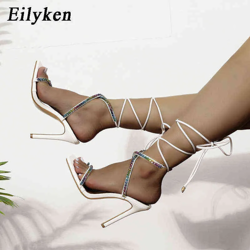 NXY Sandaler Summer Street Style Crystal Women Gladiator Ankel Cross-Strap Sexig Pole Dancing Stiletto High Heels Shoes