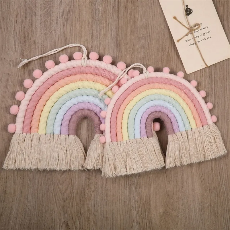 8 lagen Noordse geweven regenboog tapijt Tapijt Tapeste Home Decor Wall Hanging speelgoed Kinderaad Decor Living Room Kinderen Girls Slaapkamer Decoratie 220727